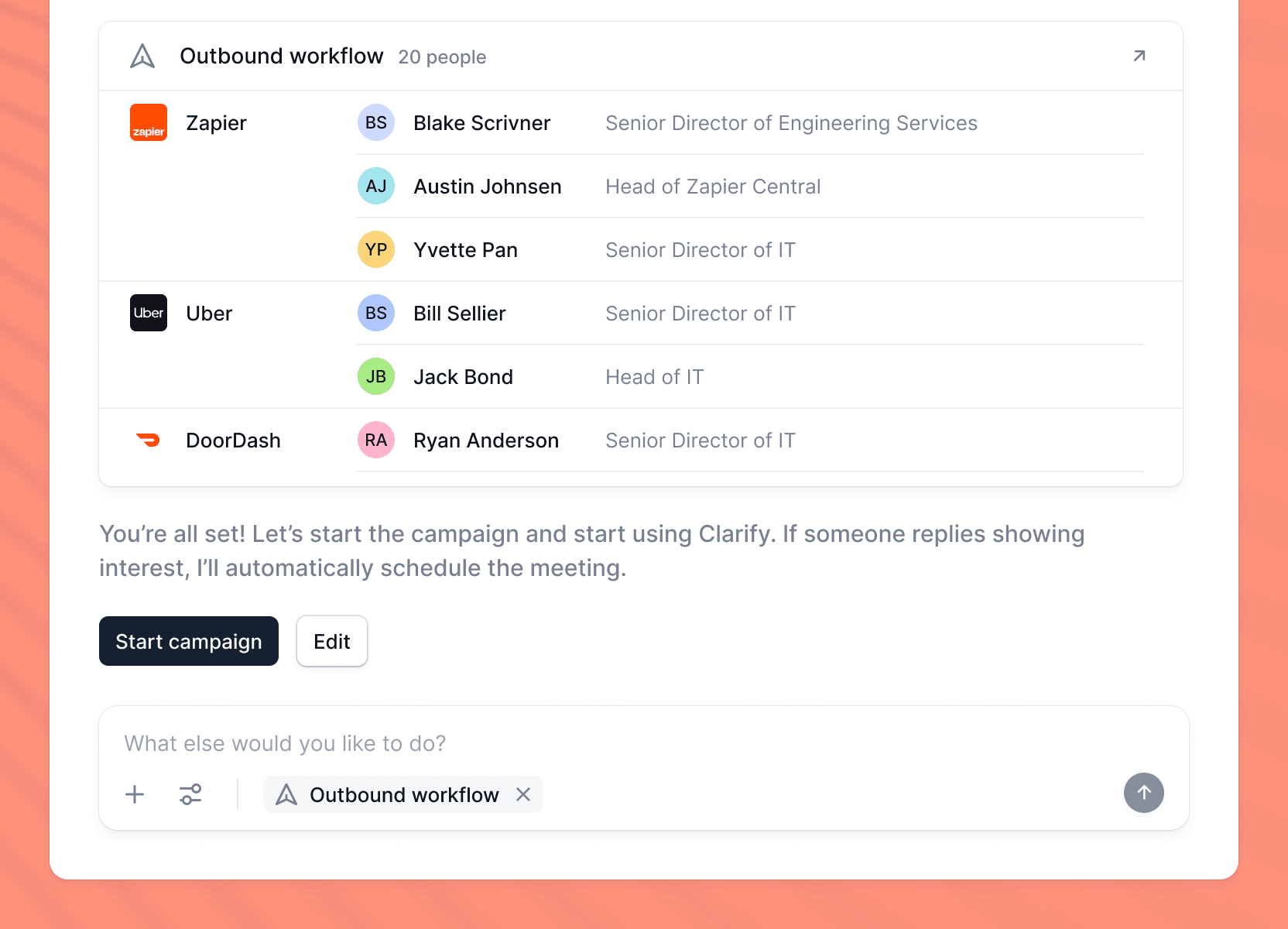 Targeted outbound campaigns